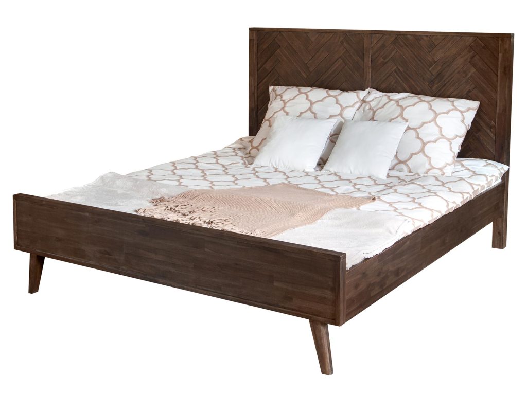 Zestaw Ashton Łóżko 140cm z 2 Szafkami Nocnymi z Frontami z Intarsją – Willowbrook