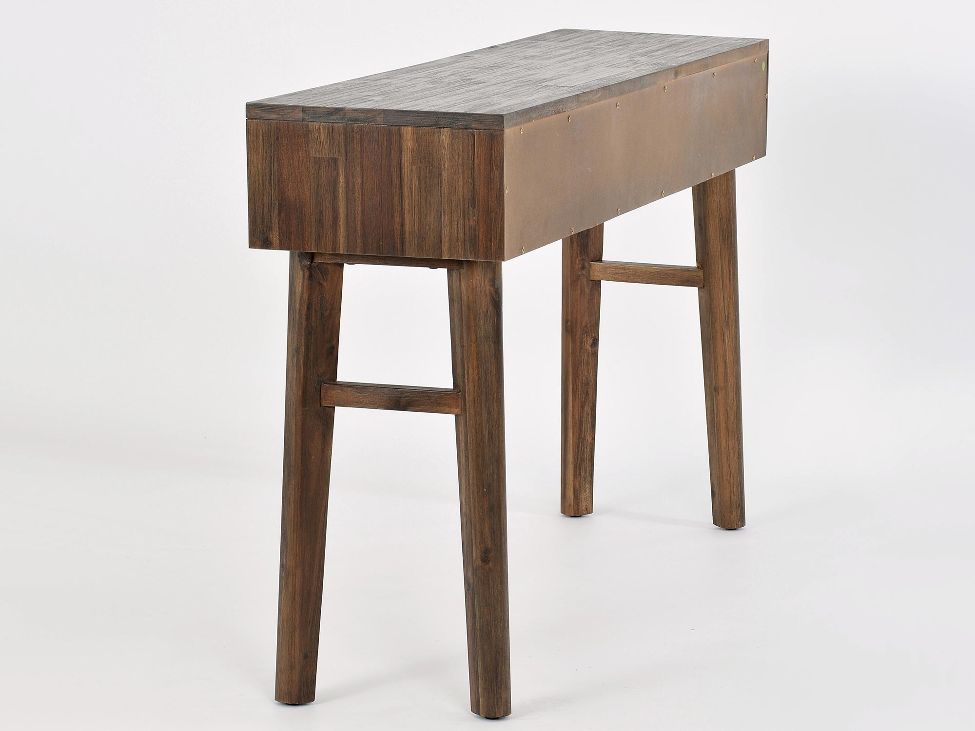 Solidne drewniane biurko z szufladą w stylu rustykalnym