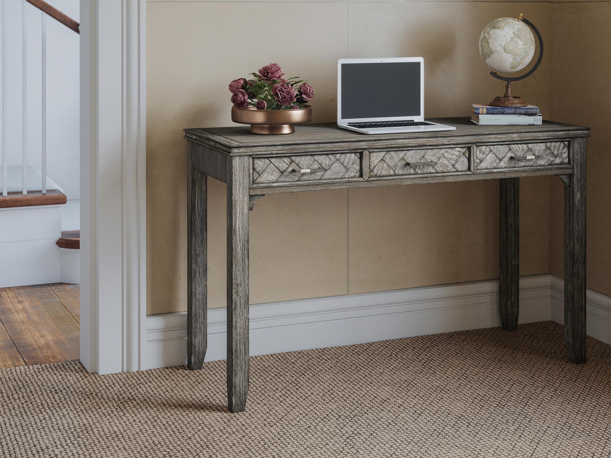 Biurko klasyczne ciemnoszare z gniazdem USB