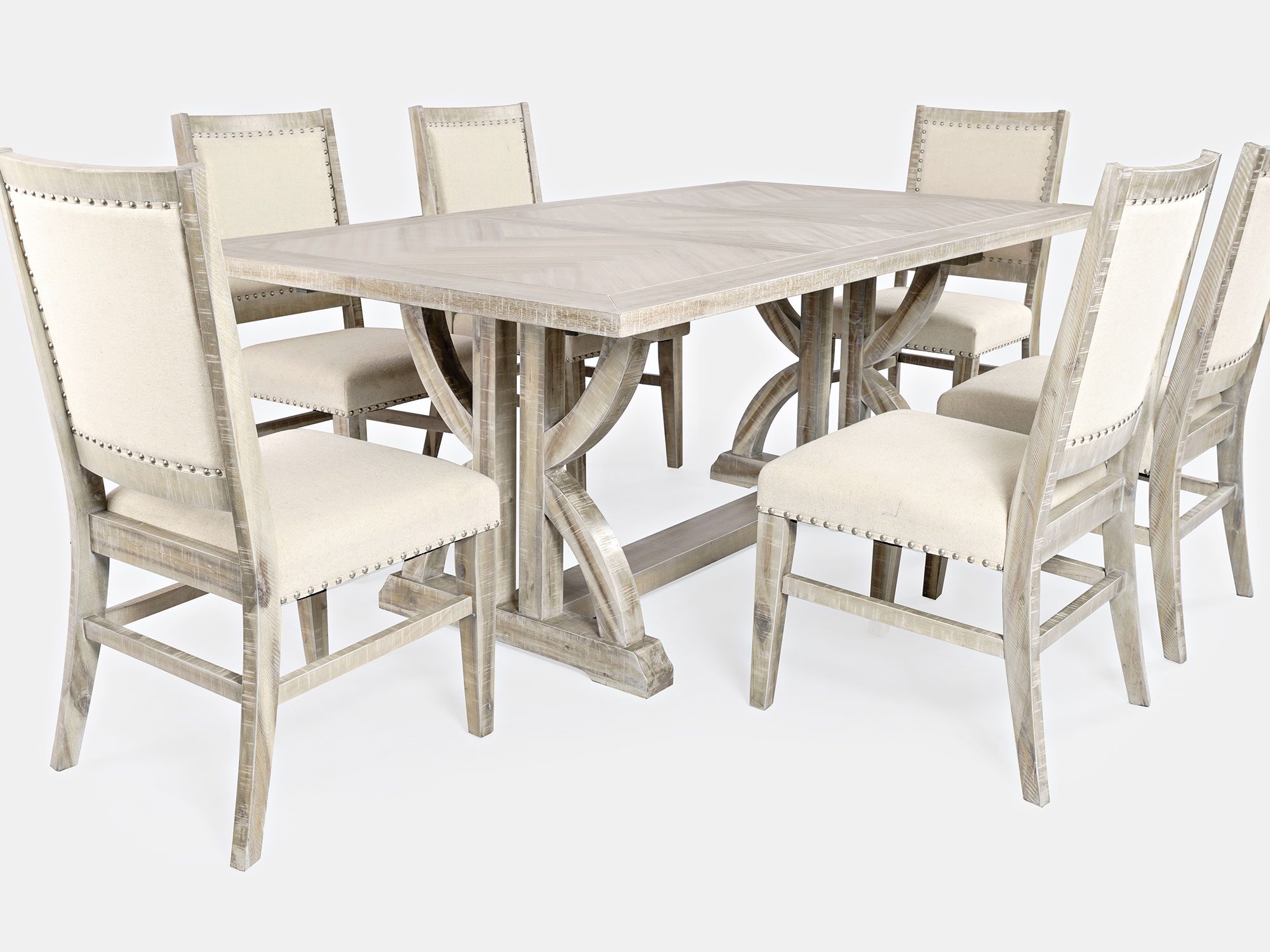 Drewniany stół do jadalni z dekoracyjnymi nogami