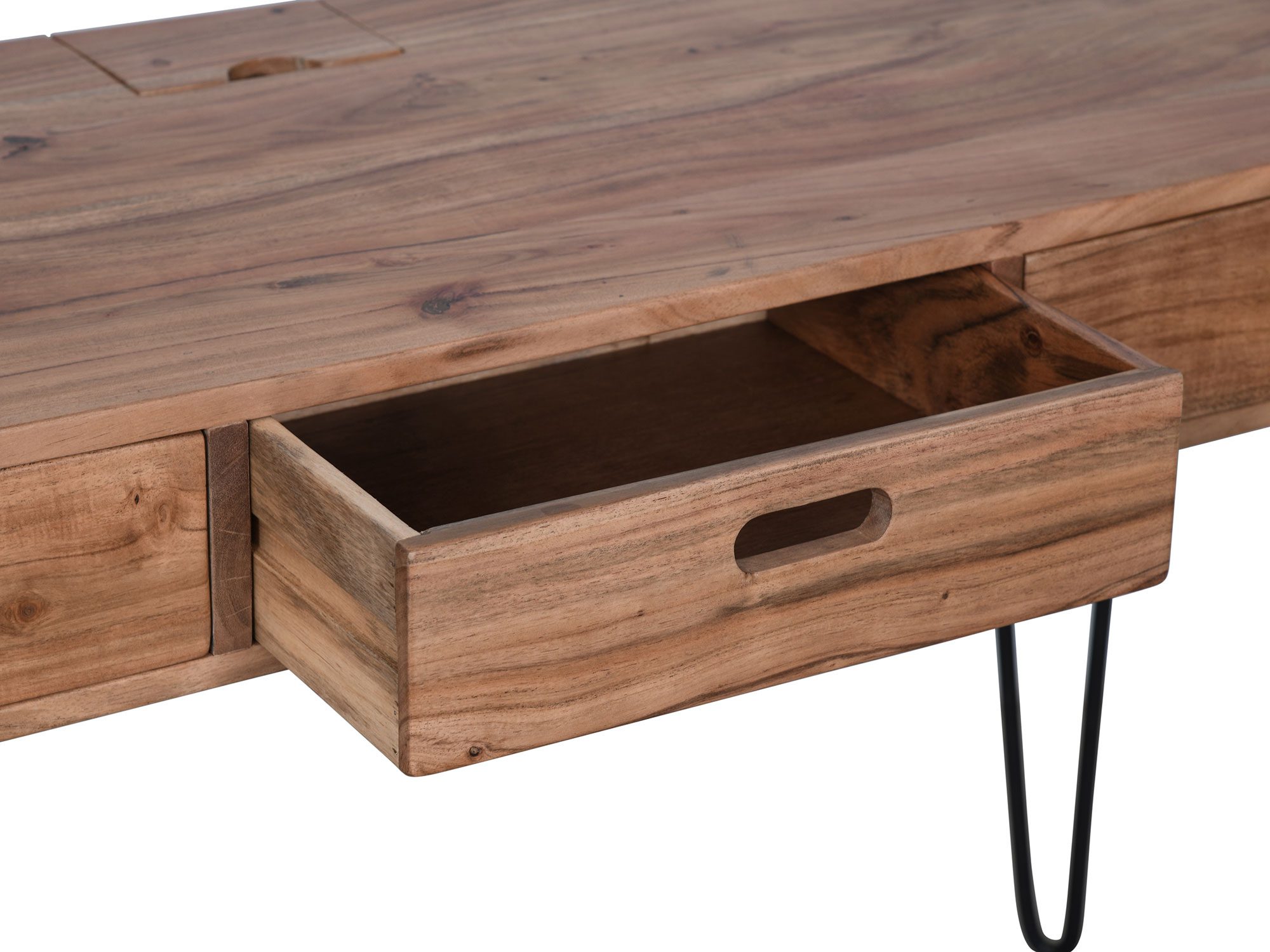 Stylowe biurko z litego drewna z trzema szufladami