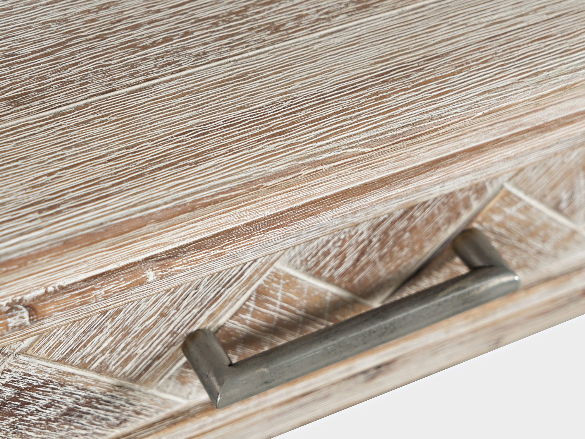 Konsola z drewnianym blatem w stylu boho do przedpokoju