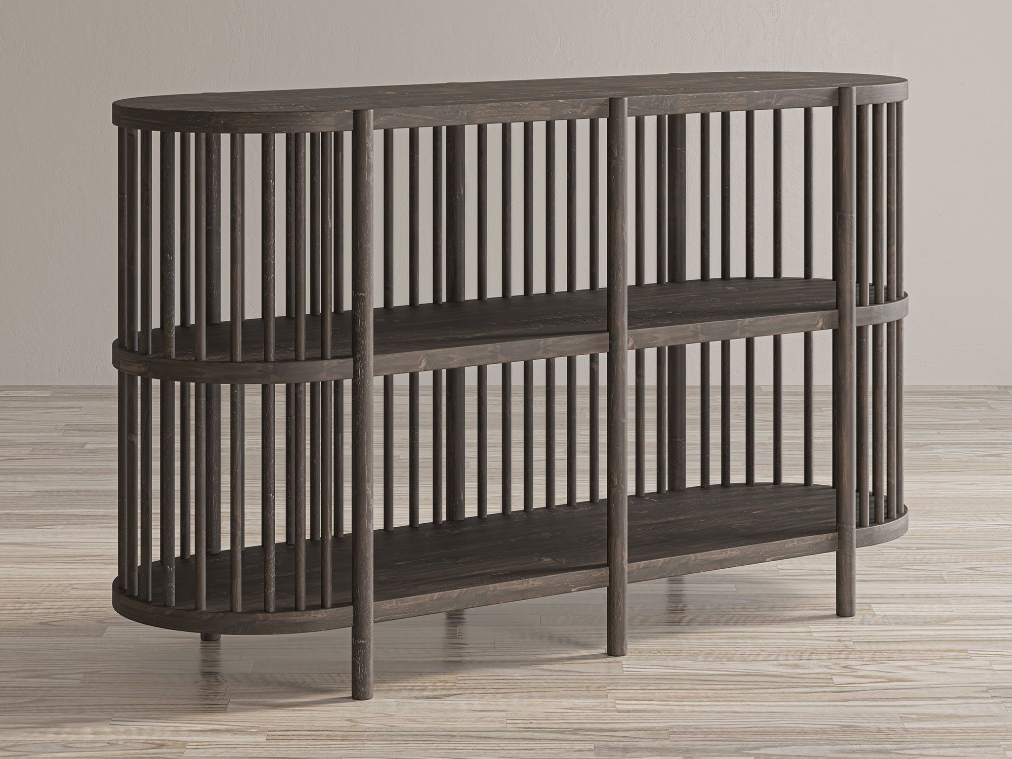 Stylowy regał z otwartymi półkami w rustykalnym stylu Stylowy regał z otwartymi półkami w rustykalnym stylu