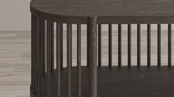 Miniaturka 4 - Półokrągły regał z naturalnego drewna do eleganckich wnętrz