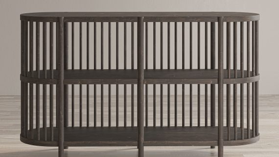 Miniaturka 3 - Nowoczesny regał do salonu z drewnianymi szczebelkami