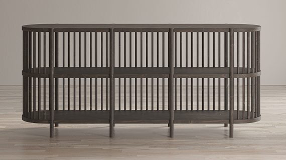 Miniaturka 1 - Industrialny regał z pionowymi drewnianymi szczebelkami