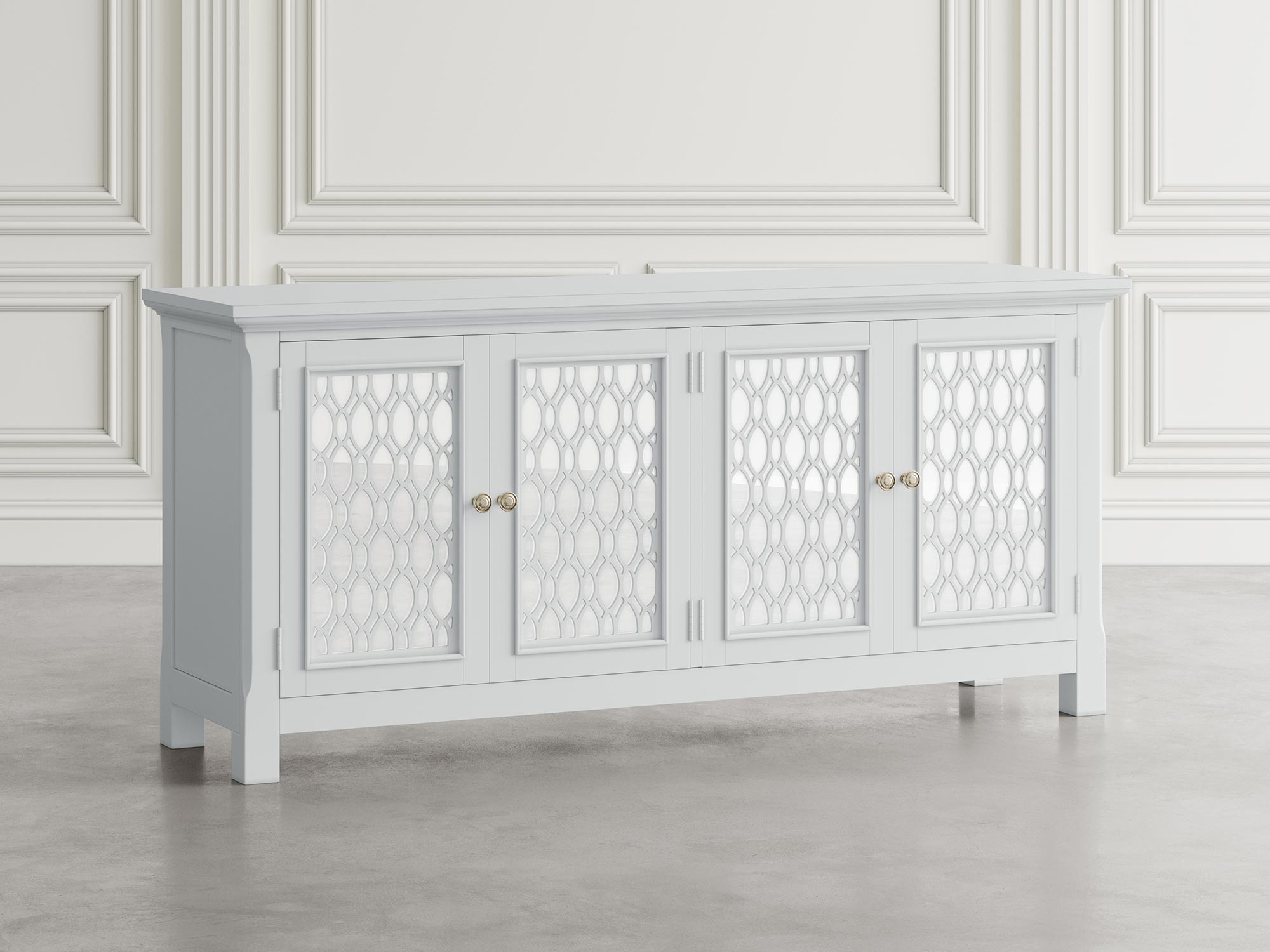 Klasyczna komoda z ozdobnymi frontami do eleganckiego wnętrza