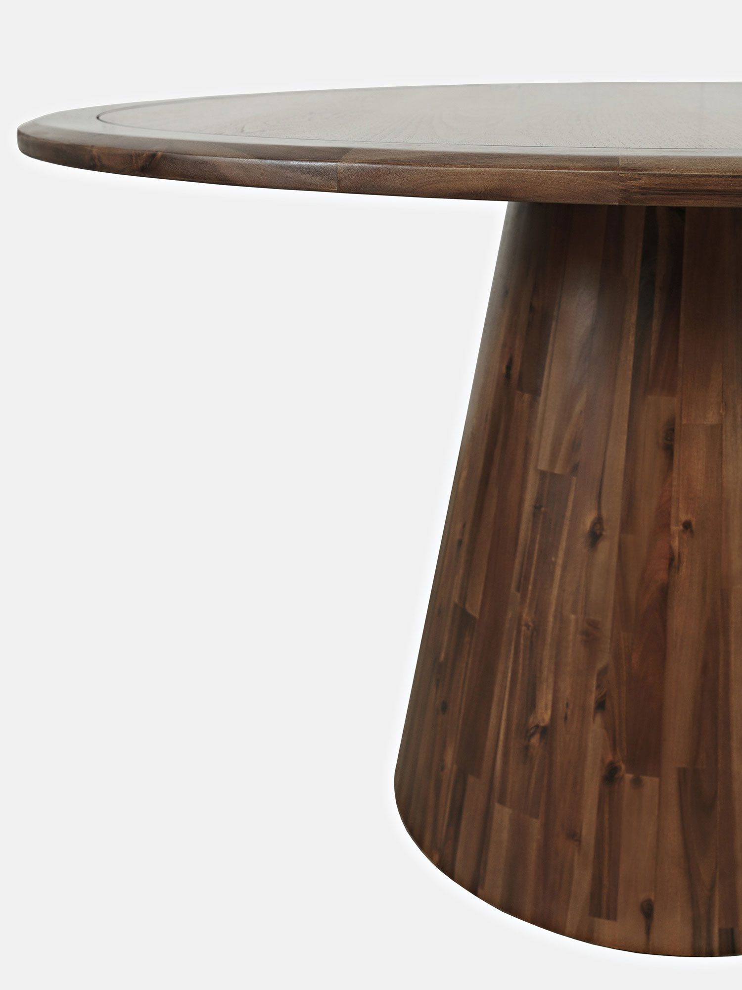 Stylowy brązowy stół z drewnianym blatem i solidną podstawą