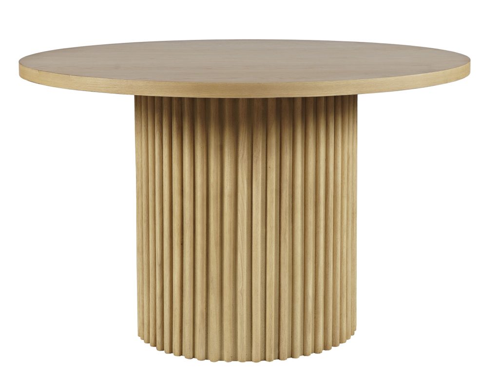 Stół Japandi 122cm z Ryflowanym Blatem w Naturalnym Drewnie – Avola