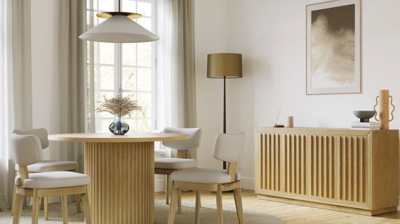 Miniaturka 3 - Nowoczesne krzesła i stół z naturalnego drewna do jadalni