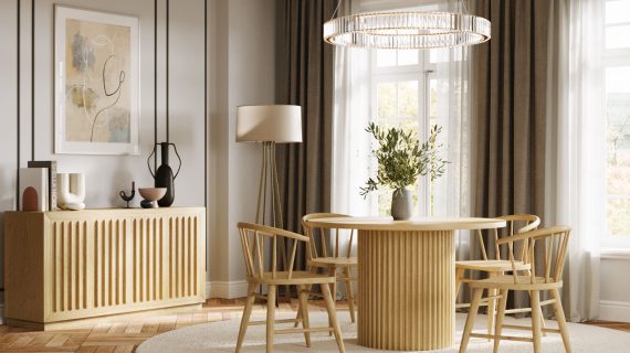 Miniaturka 4 - Elegancka jadalnia w stylu skandynawskim z okrągłym stołem