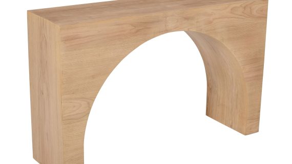 Miniaturka 2 - Drewniana konsola w naturalnym wykończeniu z łukowym wycięciem