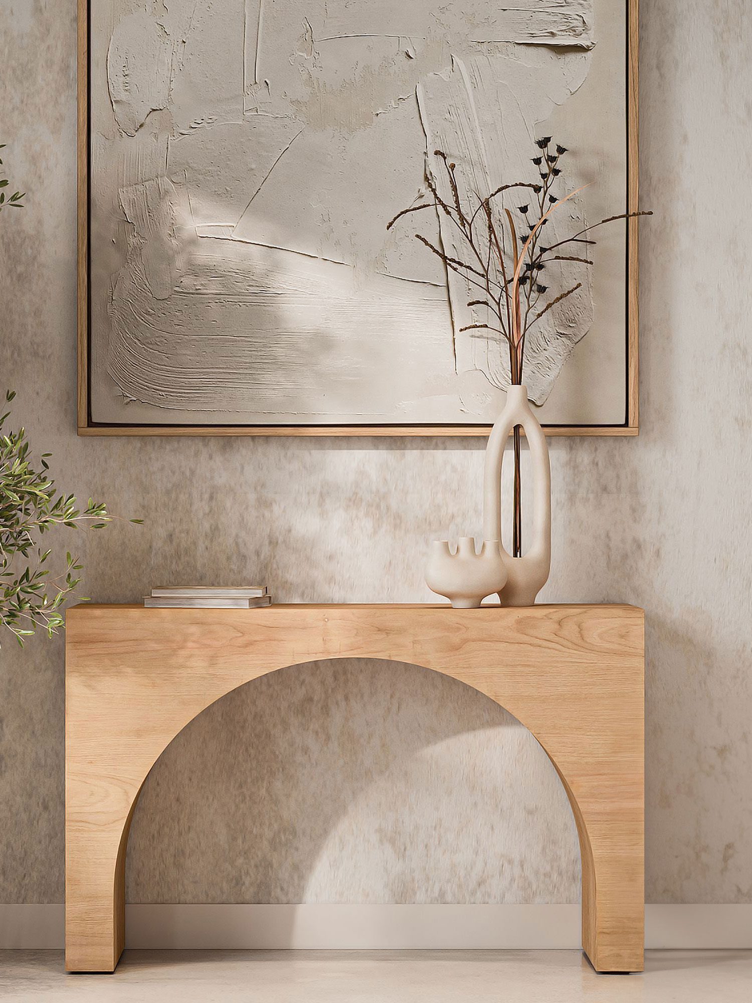 Nowoczesna konsola z drewna dębowego do salonu Nowoczesna konsola z drewna dębowego do salonu