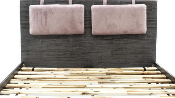 Miniaturka 4 - Industrialny zestaw do jadalni z różowymi krzesłami i ciemnym stołem