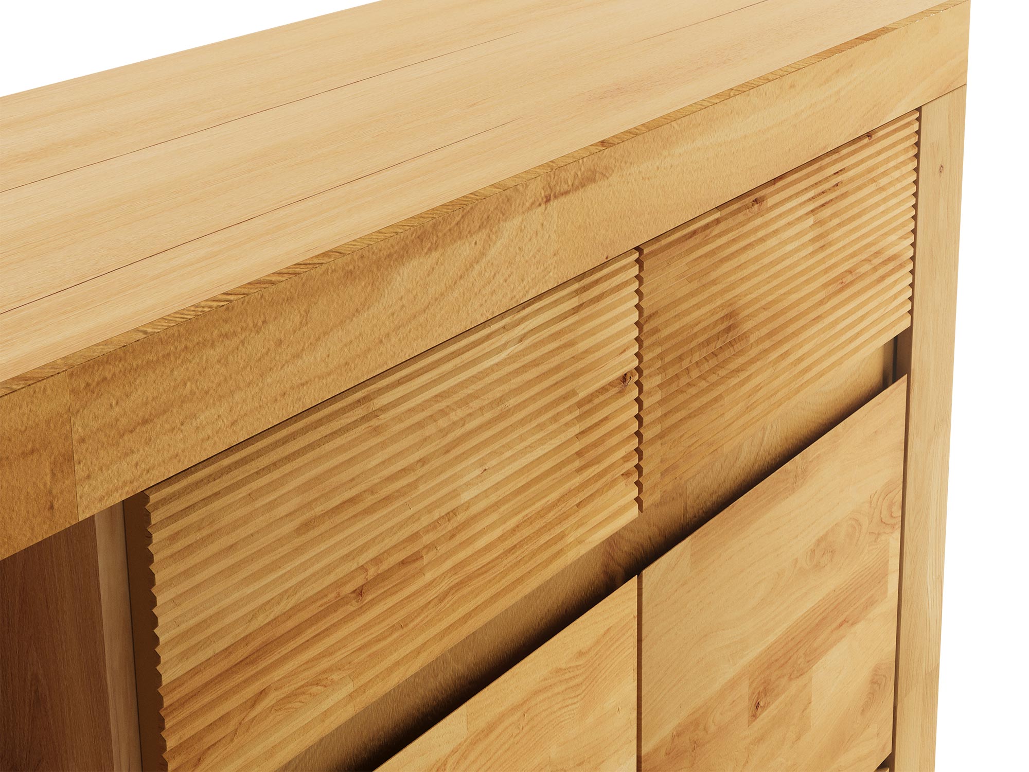 Zbliżenie na uchwyty komody drewnianej do salonu