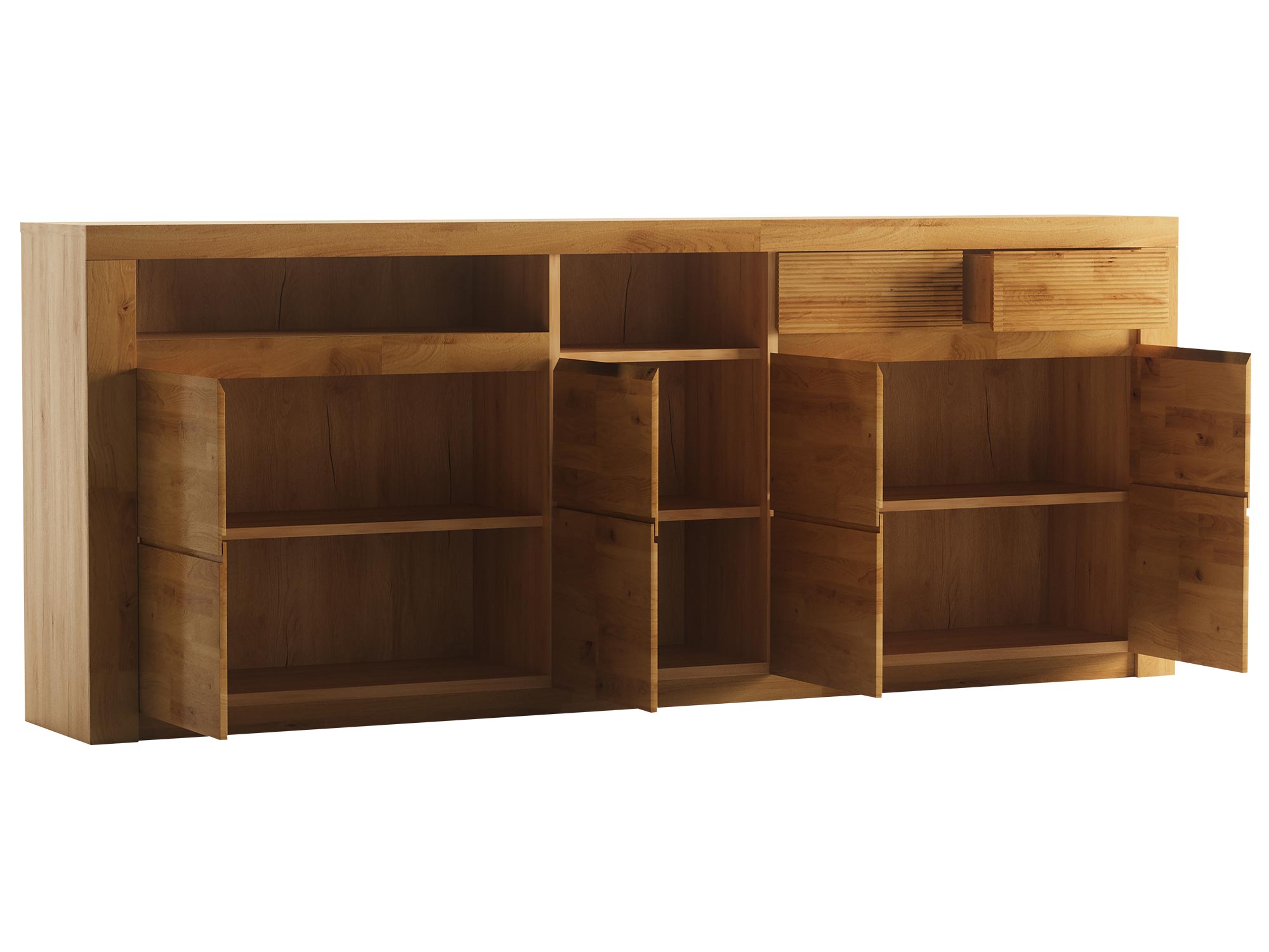 Drewniana komoda z frontami z olejowanego drewna dębowego