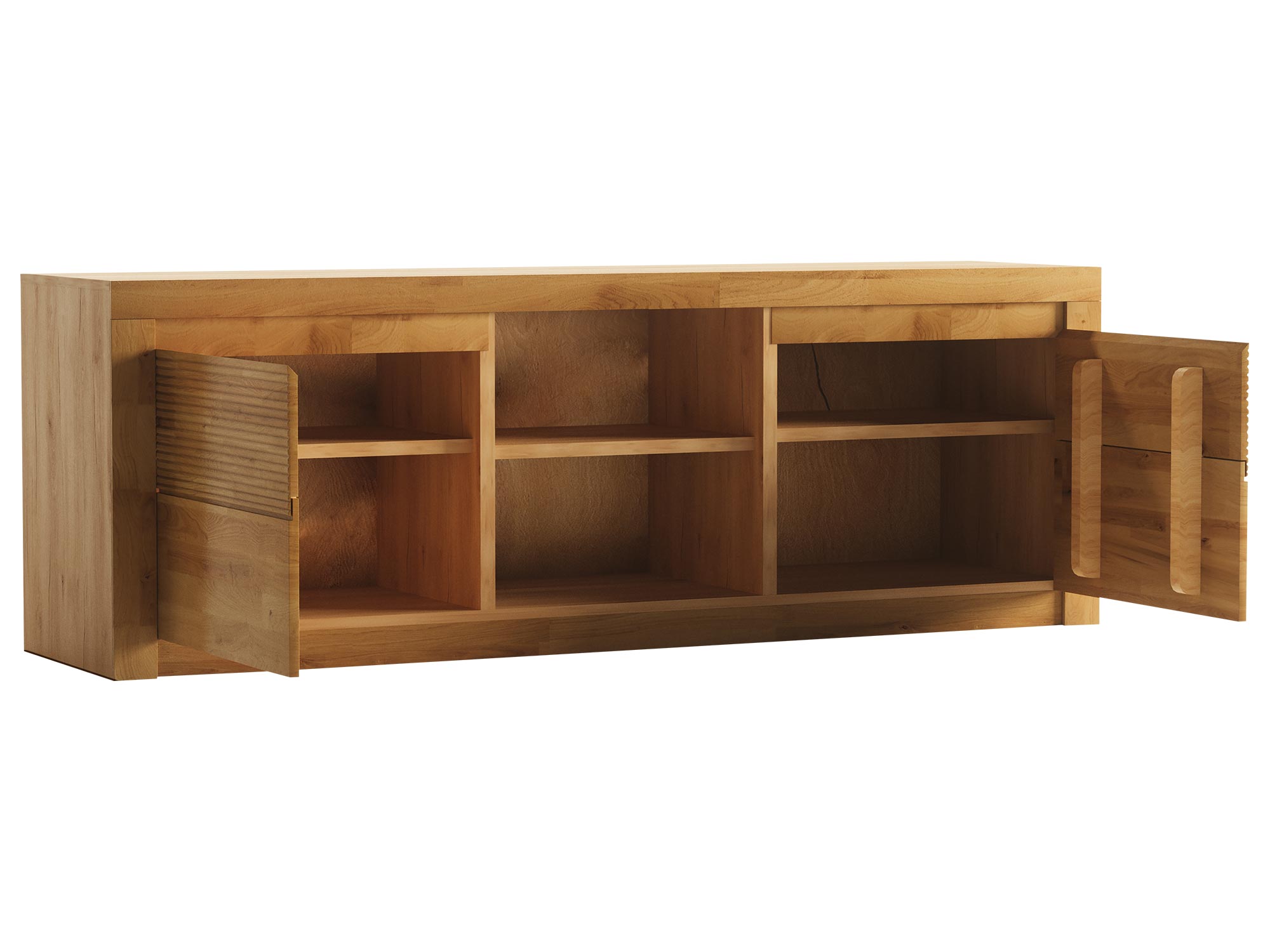 Ryflowana dębowa szafka RTV