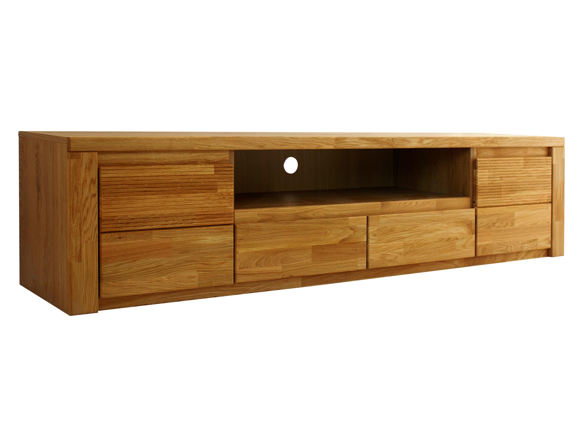 Komoda RTV z otwartą wnęką i symetrycznymi szafkami