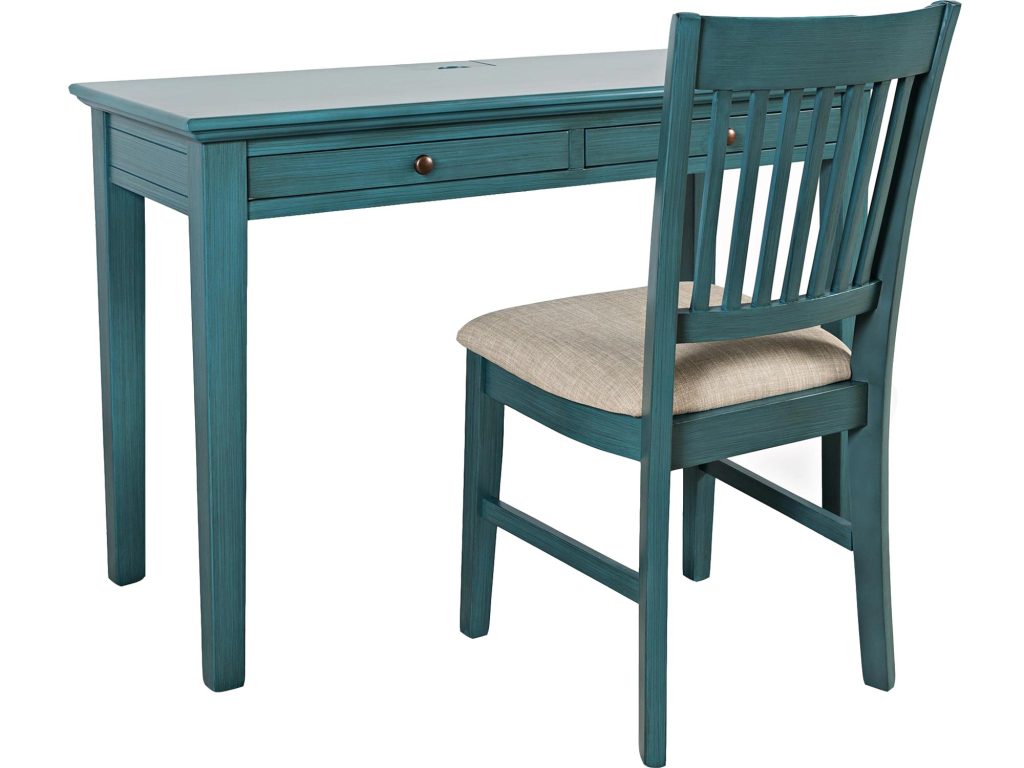 Zestaw Avola Biurko i Krzesło w Ciemnoniebieskim Kolorze z Gniazdem USB