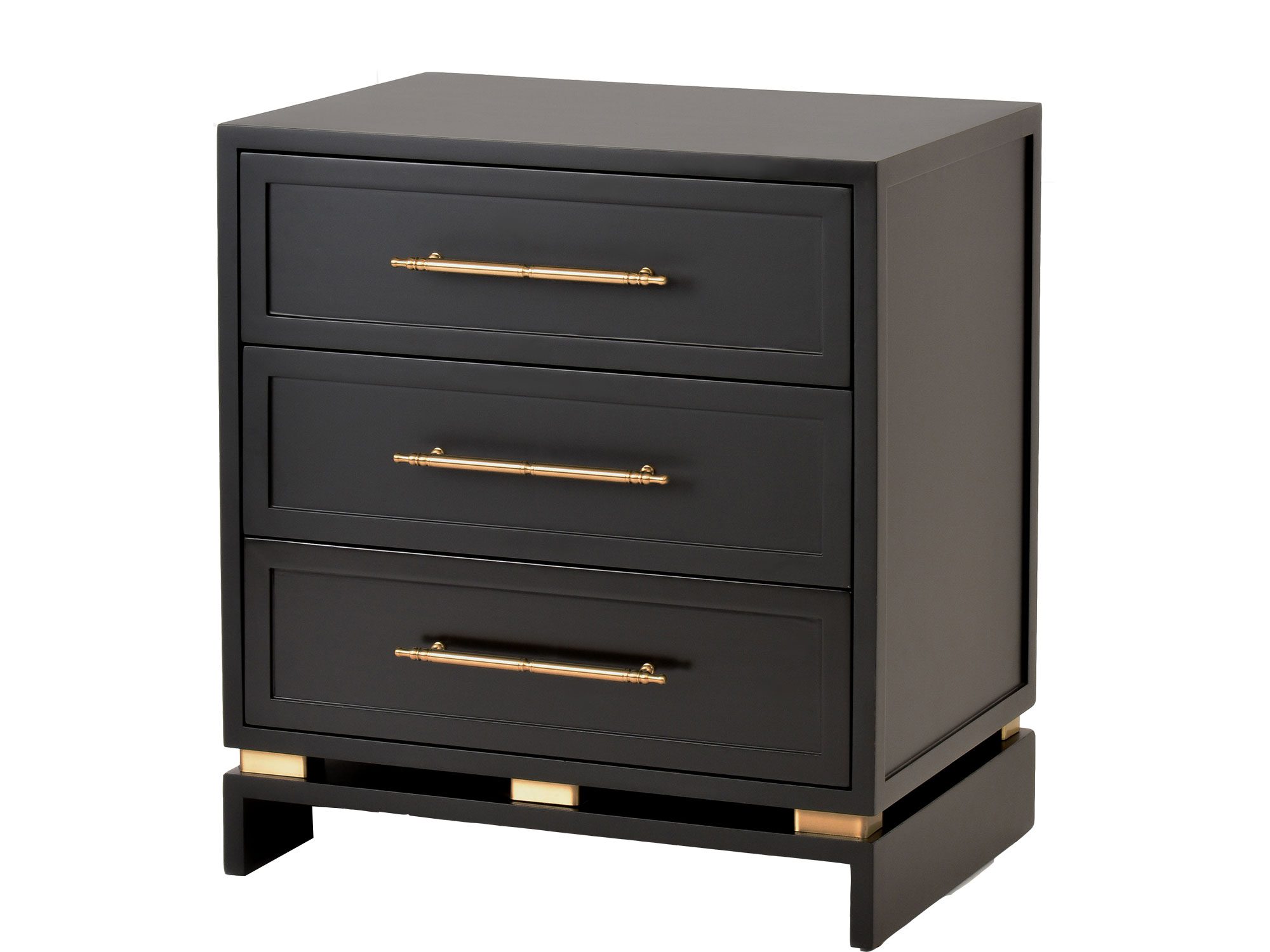 Nowoczesna komoda z drewna wiązu z eleganckimi złotymi wykończeniami