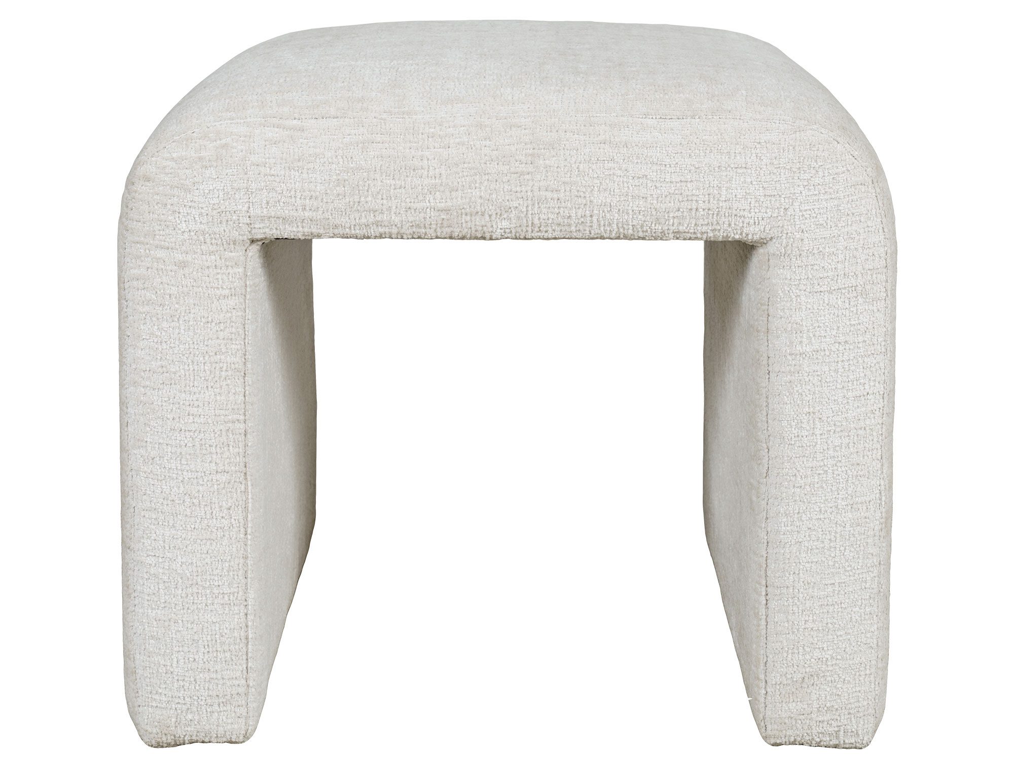 Minimalistyczna pufa boucle w kolorze ecru z prostą konstrukcją Minimalistyczna pufa boucle w kolorze ecru z prostą konstrukcją