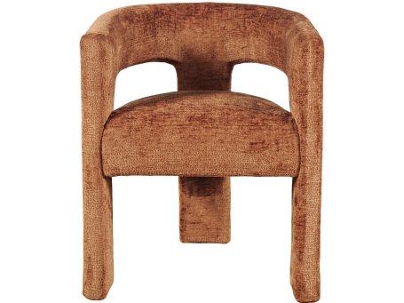 Nowoczesne krzesło z zaokrąglonym oparciem i miękką tkaniną boucle