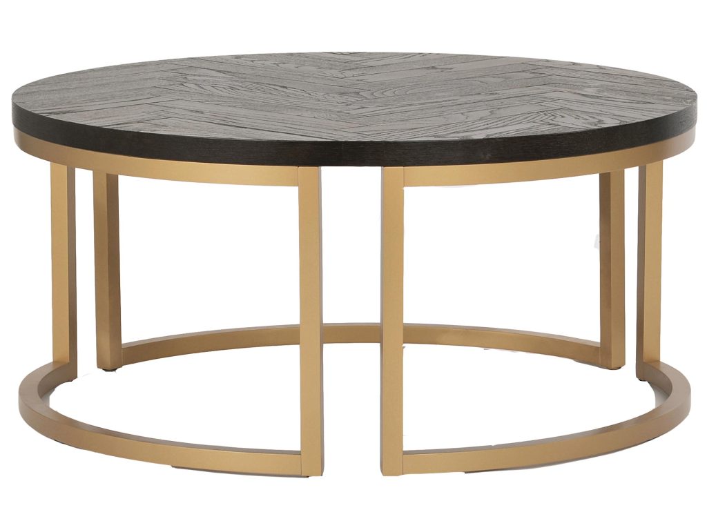 Stolik kawowy retro z czarnym połyskiem i mosiężnymi nogami – Andaluzja