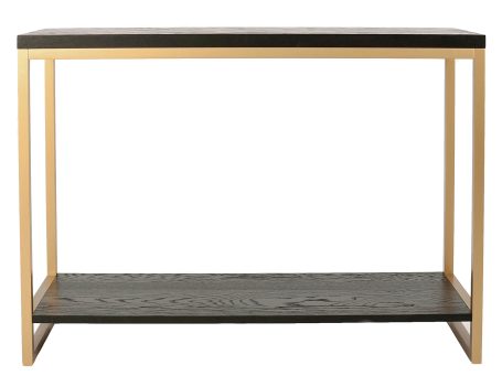 Minimalistyczna konsola z drewna bukowego z nogami w kolorze złotym