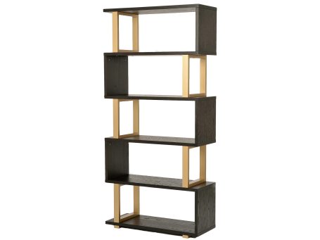 Regał nowoczesny w stylu loftowym z geometrycznymi półkami