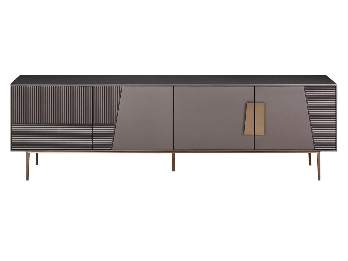 TV-Lowboard 200 cm Graphit mit Rillen Eleganza