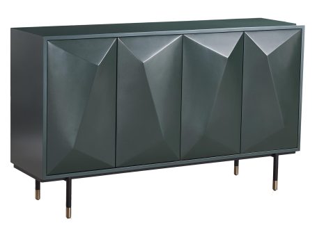 Zielona designerska komoda z frontami 3D z metalowymi nogami