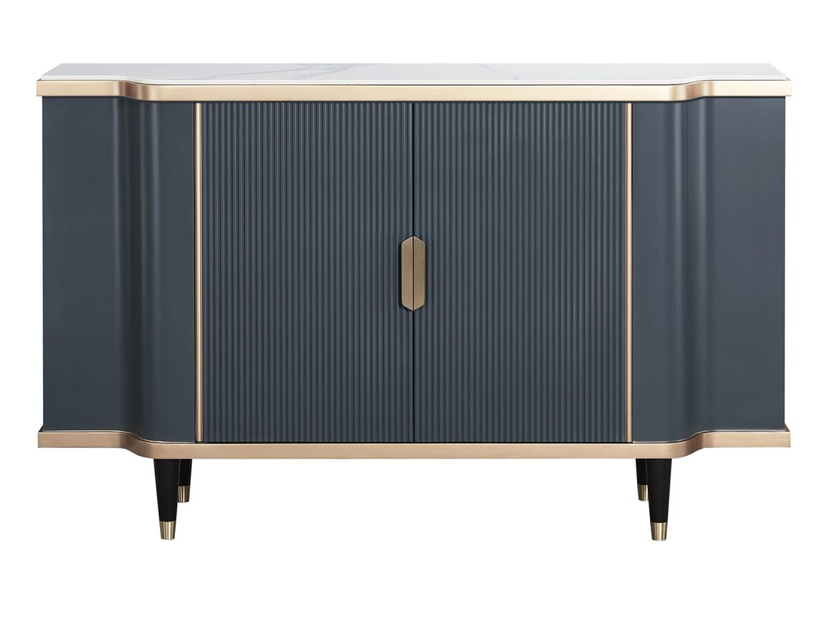 Grafit Kommode Riffelholz Marmorplatte Eleganza