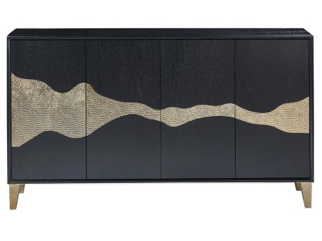 Oryginalna komoda w kolorze czarnym ze złotymi akcentami i nóżkami w kolorze złotym