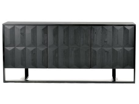 Komoda w stylu nowoczesnym z wypukłym czarnym frontem