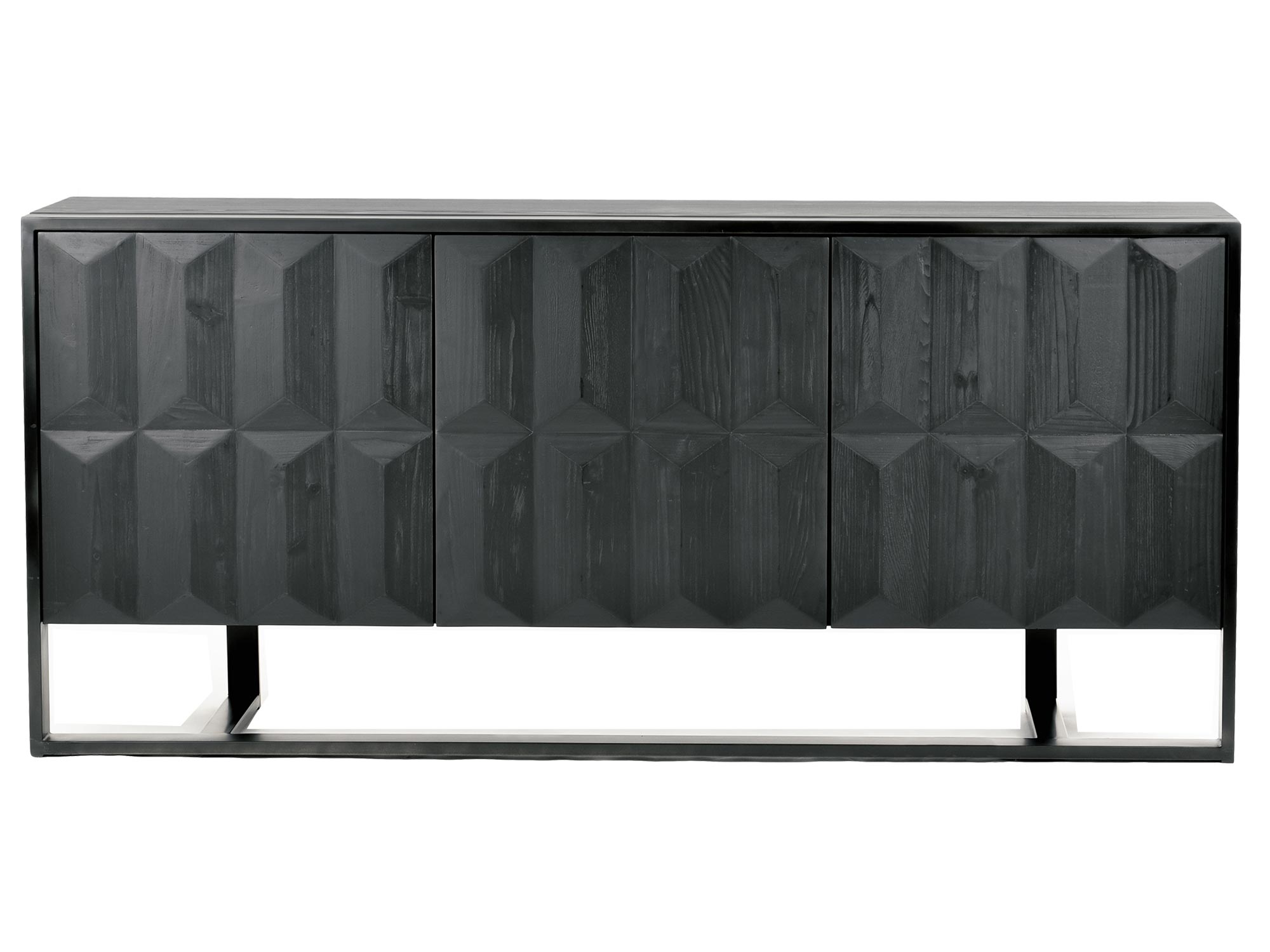 Komoda w stylu nowoczesnym z wypukłym czarnym frontem