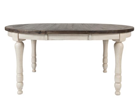 Rozkładany stół z krzesłami w bieli i brązowym blatem – Avola