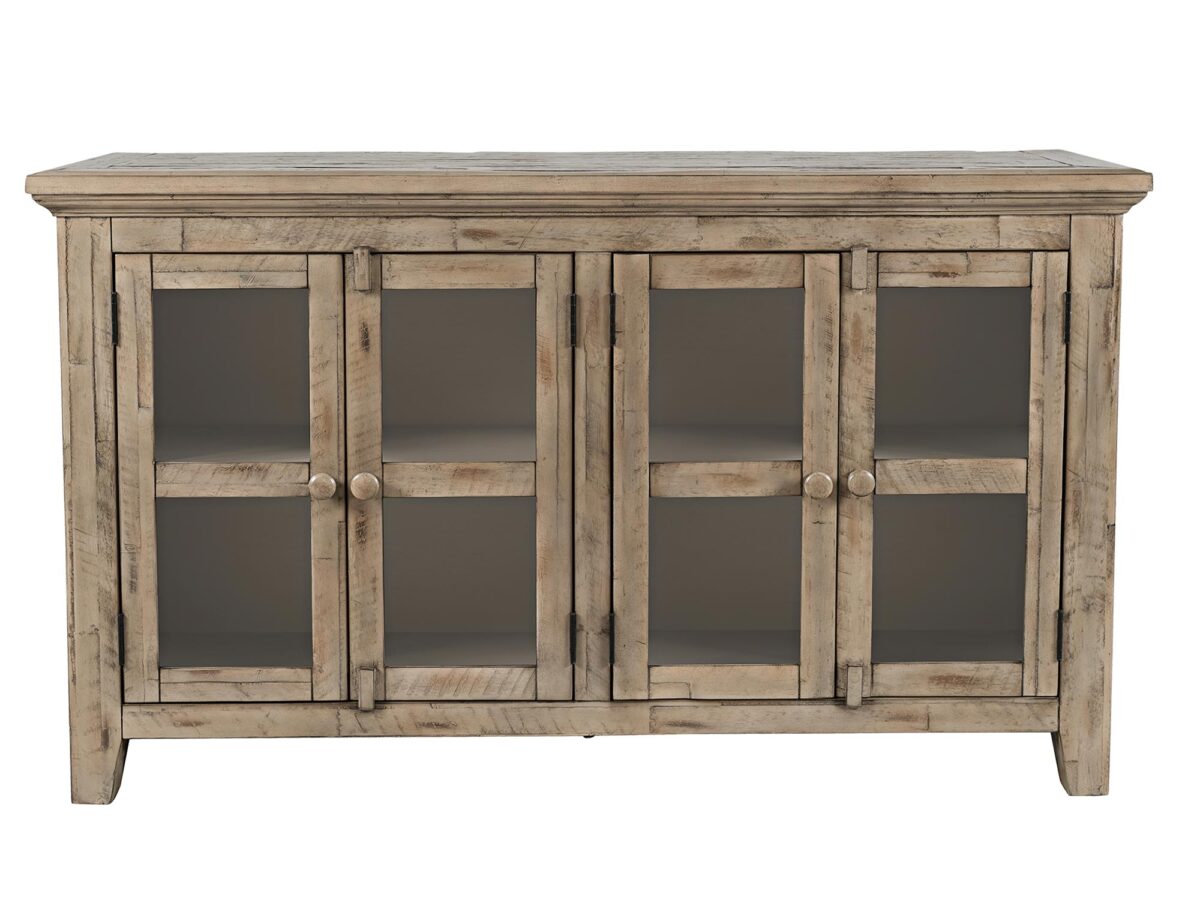 Rustikale braun-beige Kommode mit Glastüren Avola