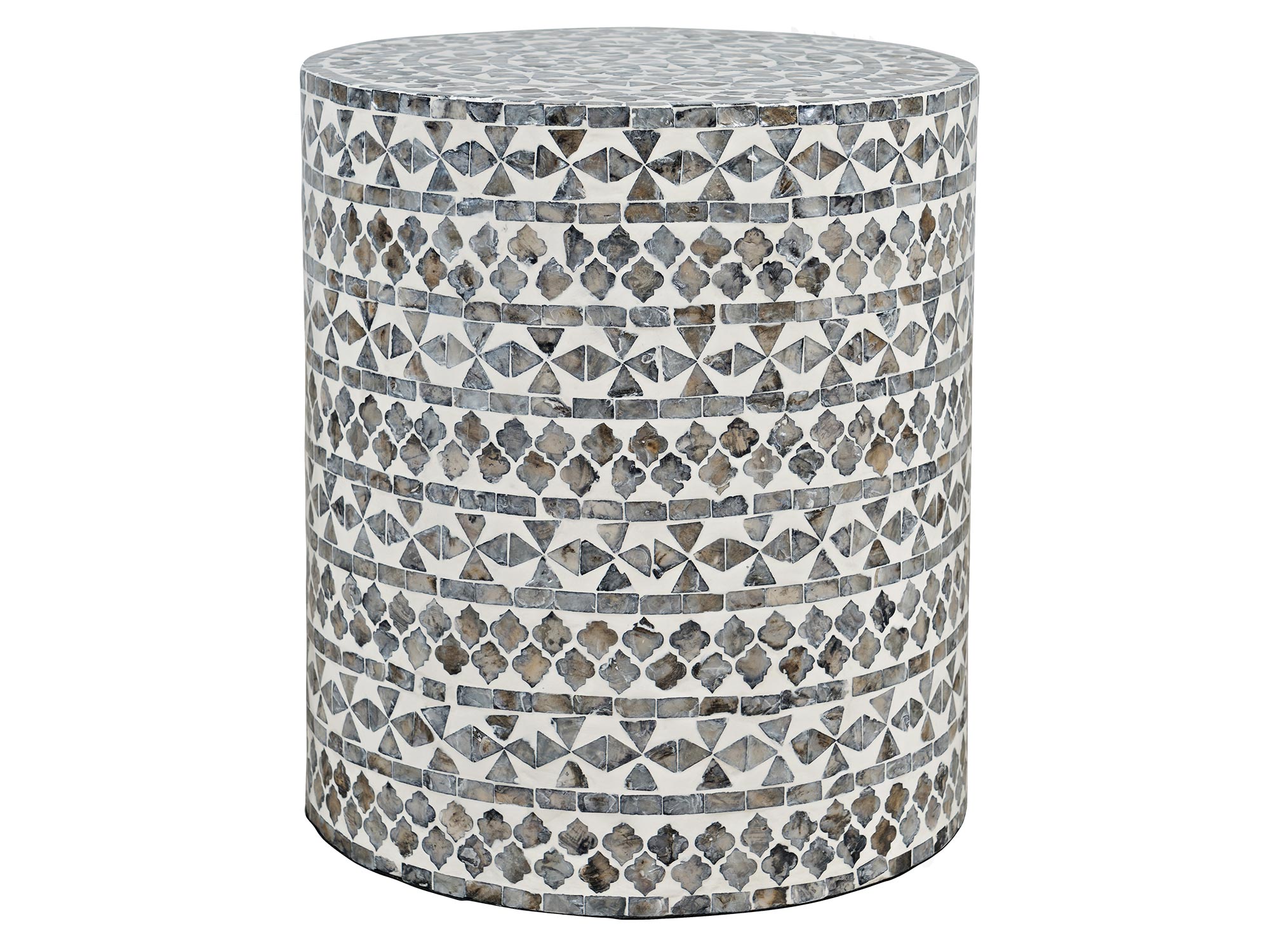 Detal mozaikowego wzoru na blacie stolika z kamiennych płytek