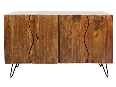 Komoda drewniana z naturalnym wykończeniem do salonu