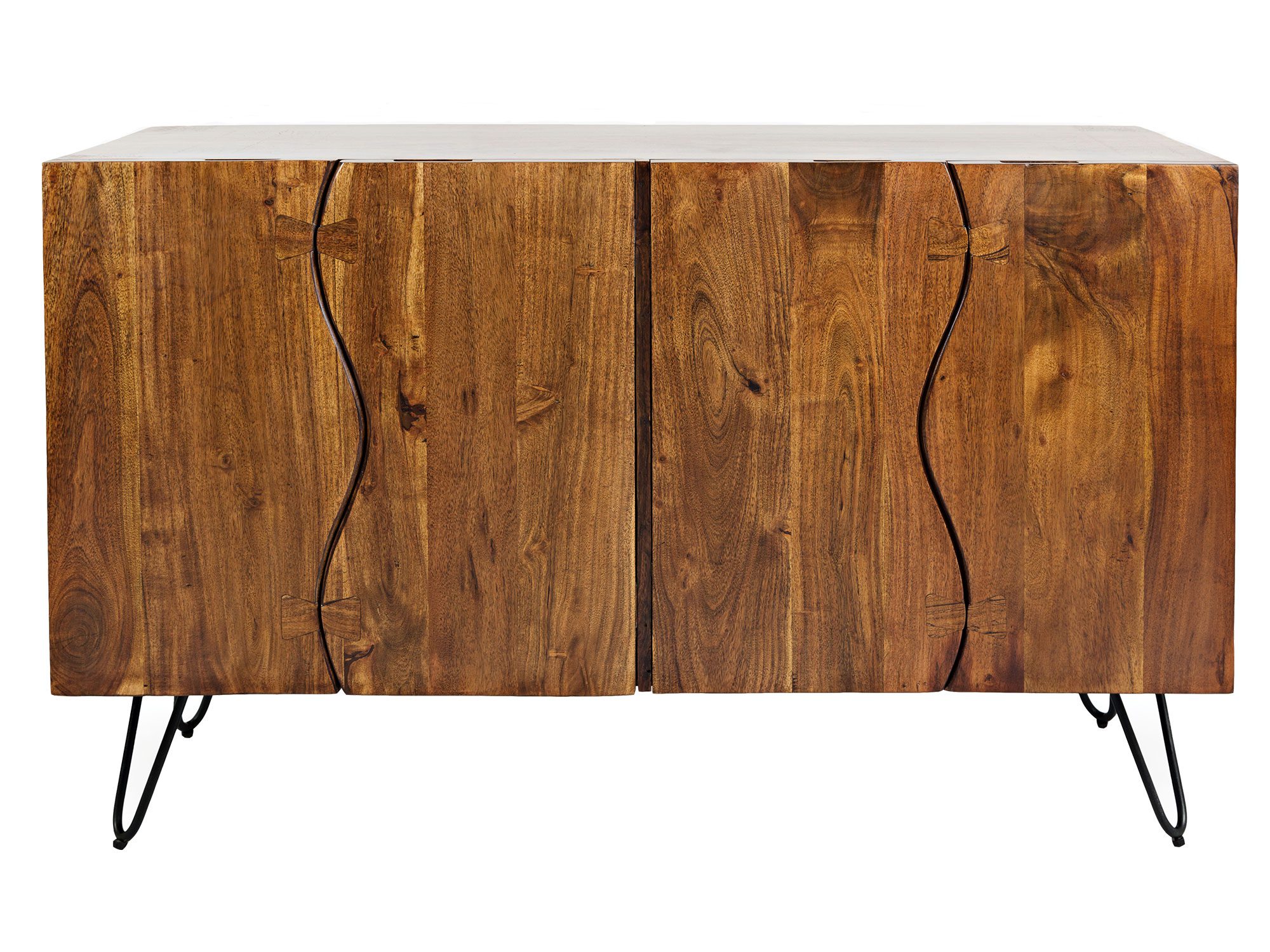 Komoda drewniana z naturalnym wykończeniem do salonu