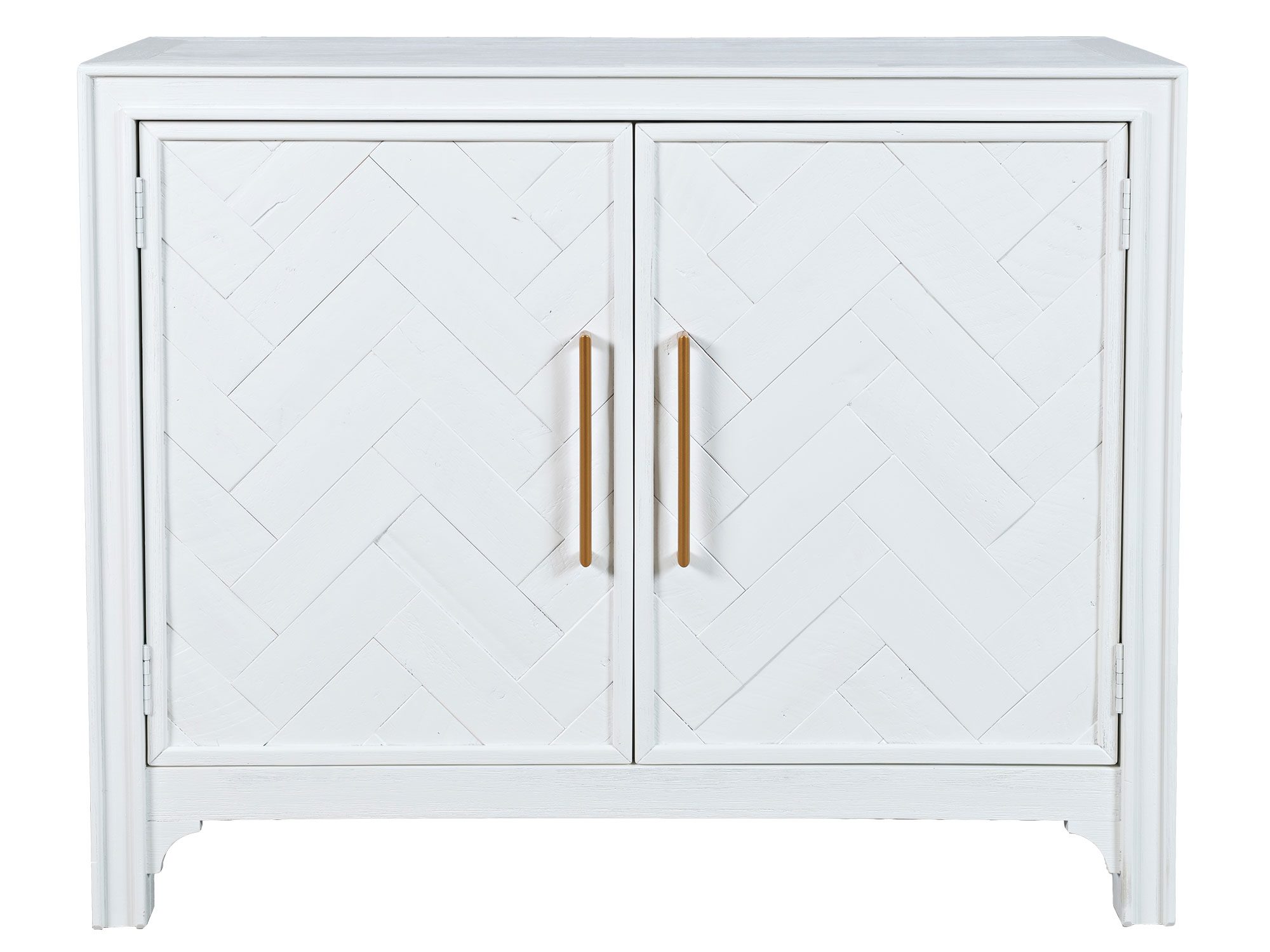 Elegancka biała komoda z geometrycznymi frontami