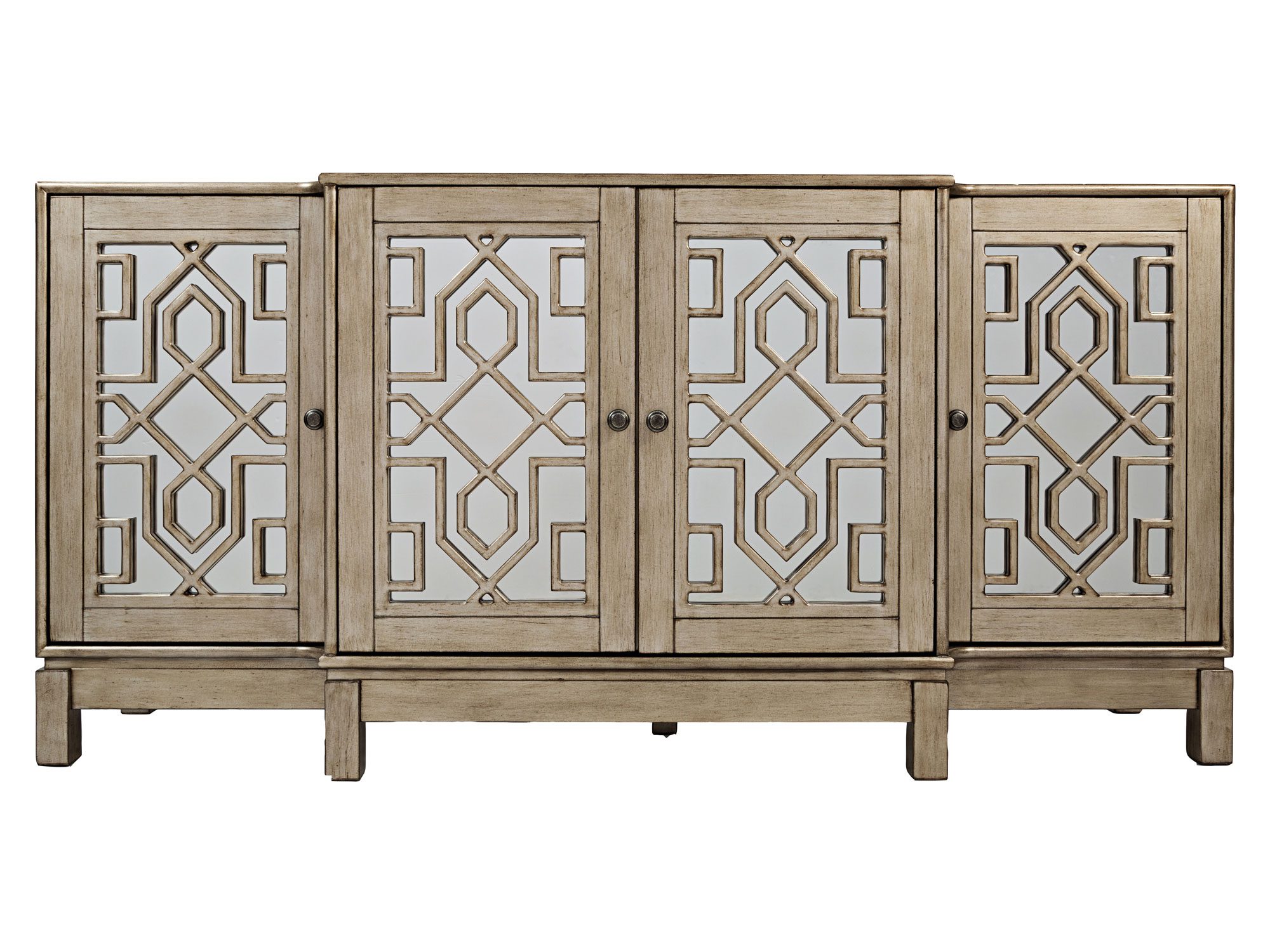 Komoda z lustrzanymi frontami w kolorze starego złota