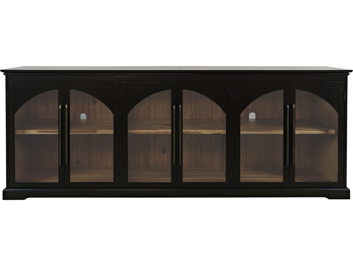 Schwarze Holzkommode 6 Glastüren Avola