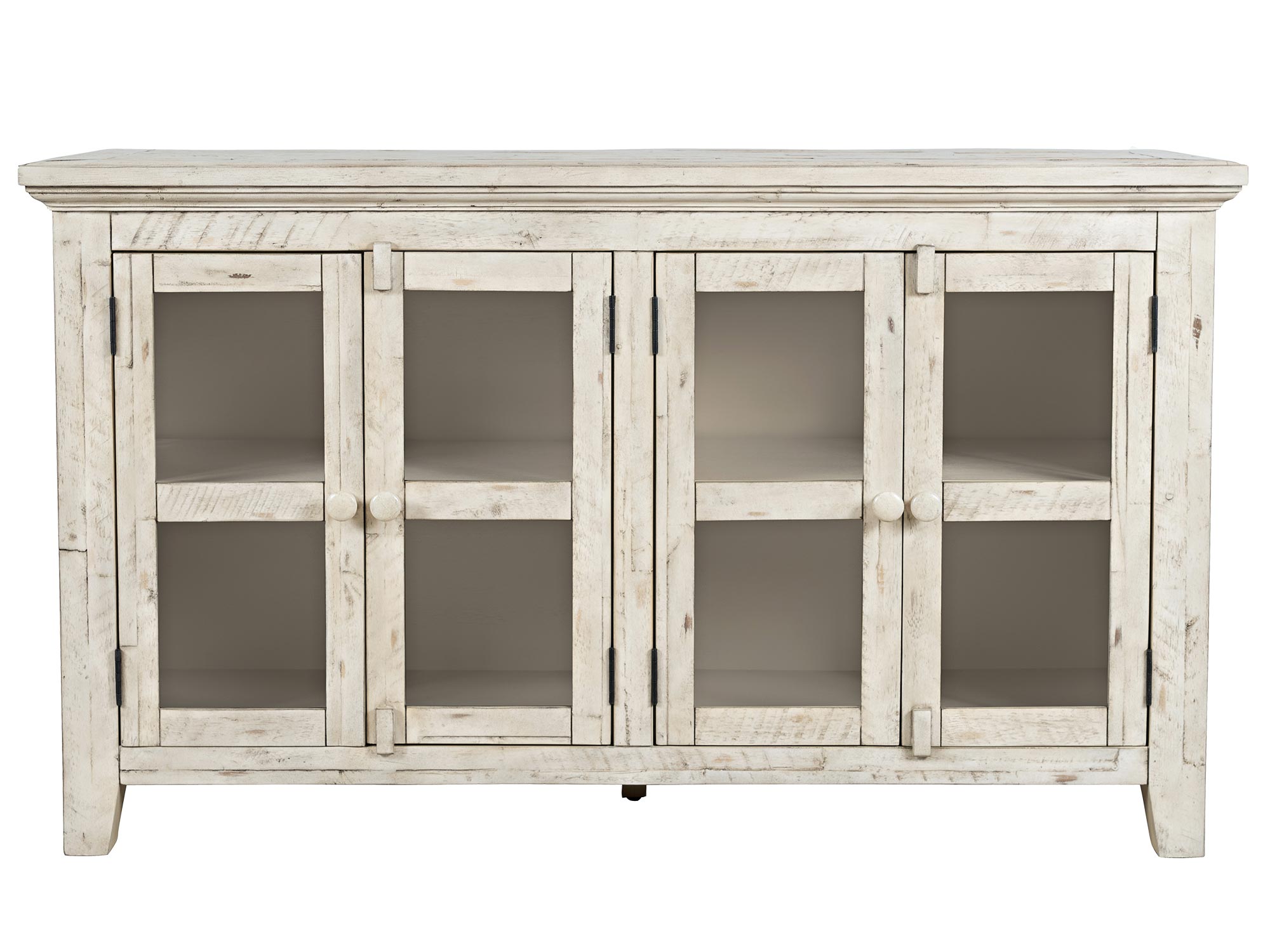 Przeszklona drewniana witryna w jasnym odcieniu w stylu vintage