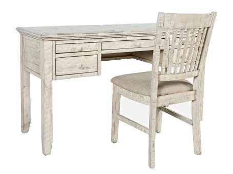 Zestaw biurko i krzesło kremowe z przetarciami