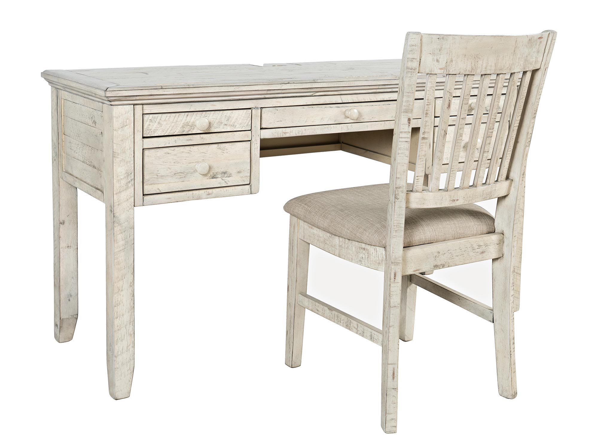 Zestaw biurko i krzesło kremowe z przetarciami Zestaw biurko i krzesło kremowe z przetarciami