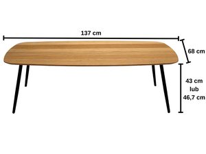 Miniatura 4 - Konferenční stolek dubová minimalistická s kovovými nohami rozměry katalogowe