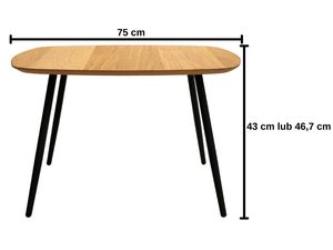Miniaturka 4 - Stolik kawowy dębowy owalny z metalowymi nogami wymiary 75 cm
