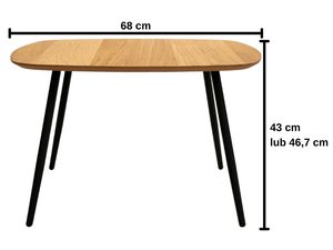 Miniaturka 1 - Stolik kawowy dębowy owalny średni wymiary katalogowe 68 cm