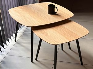 Miniaturka 3 - Zestaw dwóch stolików dębowych owalnych wsuwanych aranżacja